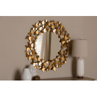 Baxton Studio RXW-6159 Soleil Modern and Contemporary Antique Gold Finished Butterfly Accent Wall Mirror